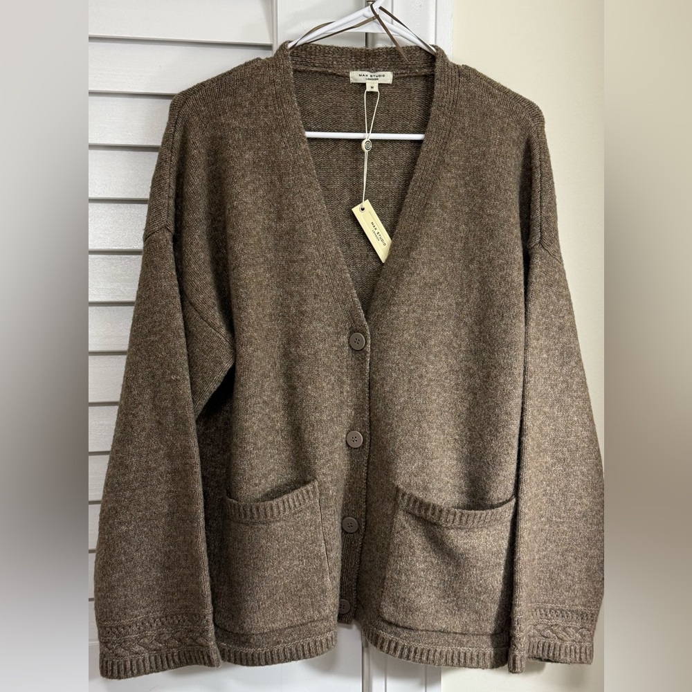 Max Studio Brown Button-Up Cardigan